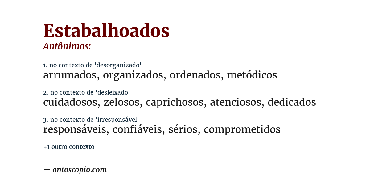 Antônimo de estabalhoados