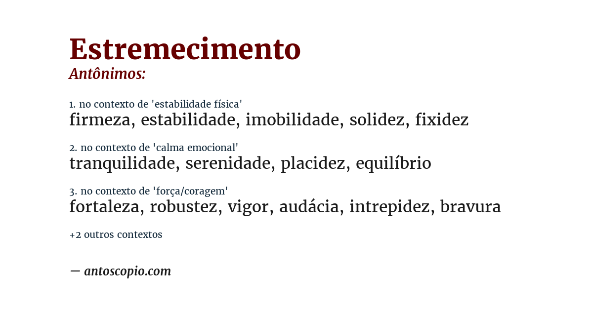 Antônimo de estremecimento