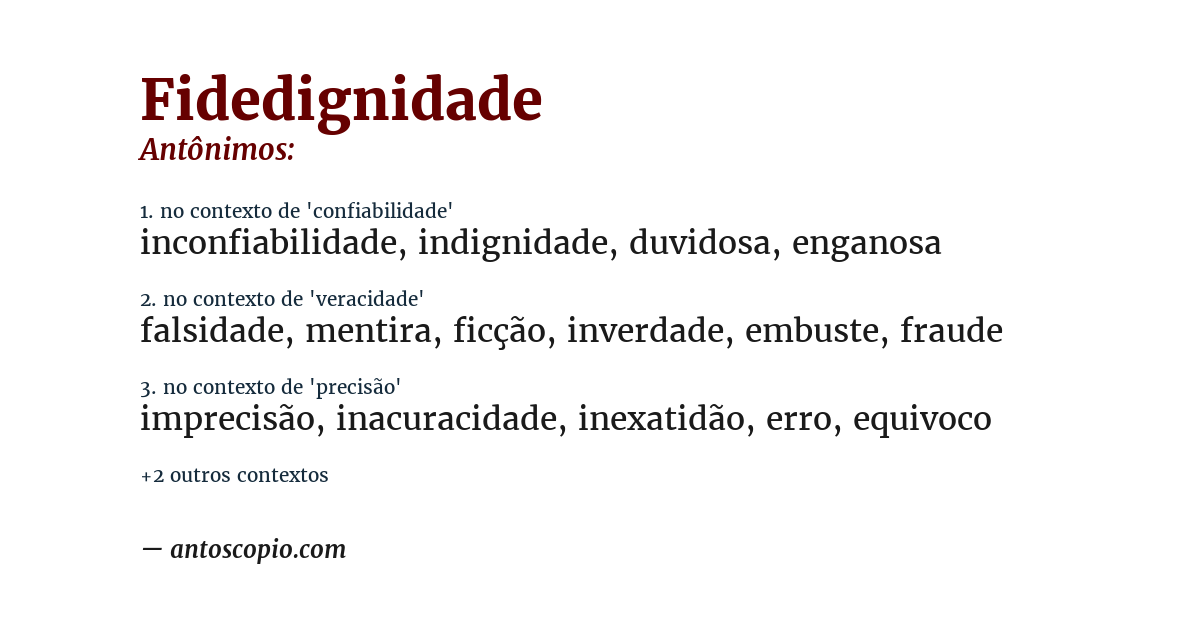 Antônimo de fidedignidade