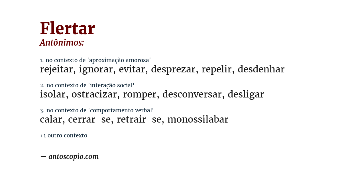 Antônimo de flertar