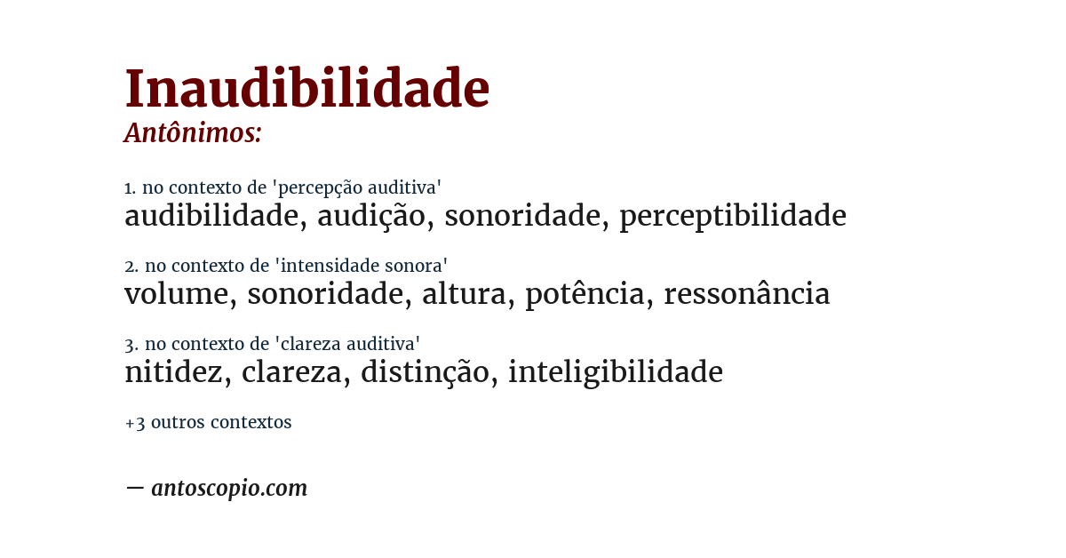 Antônimo de inaudibilidade