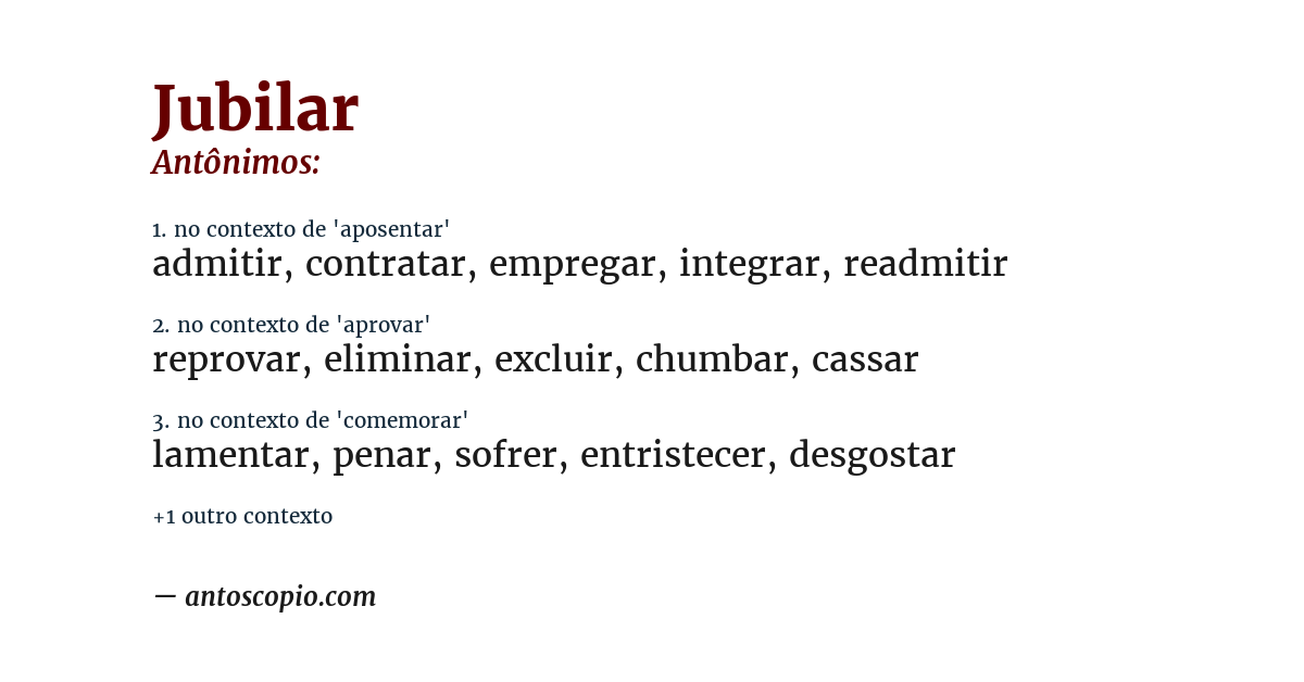 Antônimo de jubilar