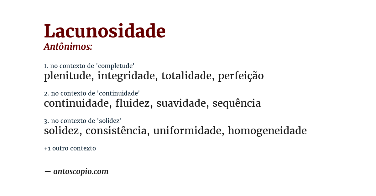 Antônimo de lacunosidade