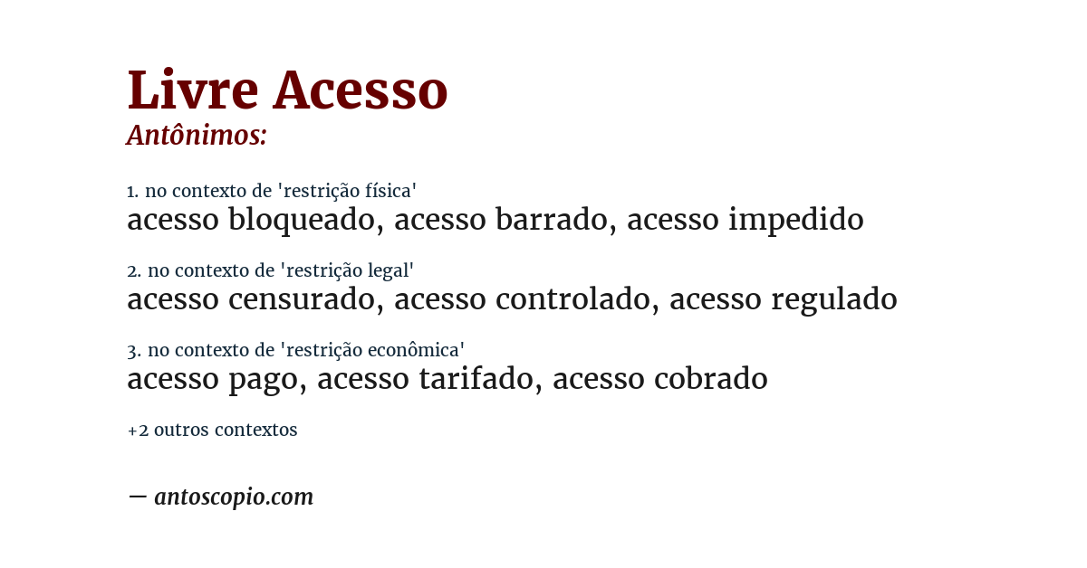 Antônimo de livre acesso