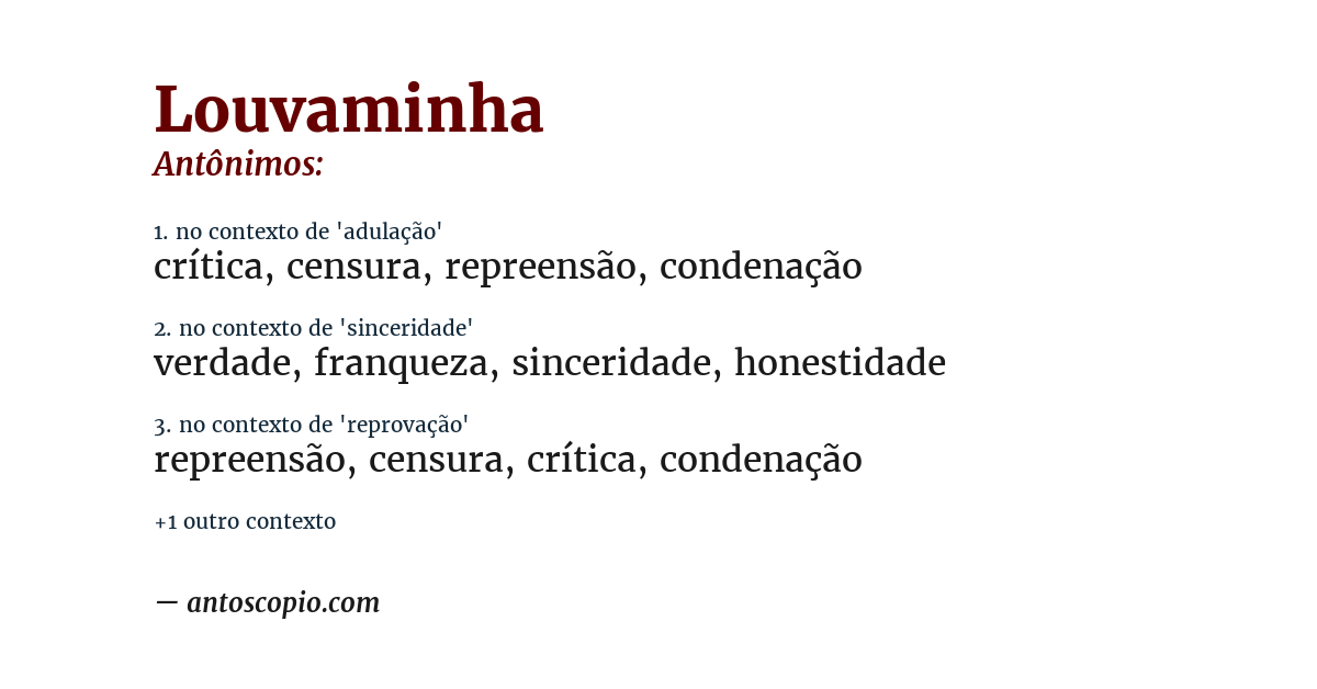 Antônimo de louvaminha
