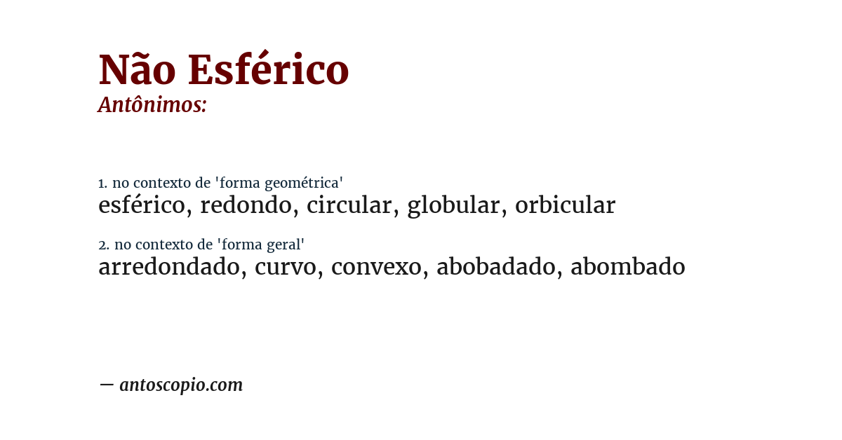 Antônimo de não esférico