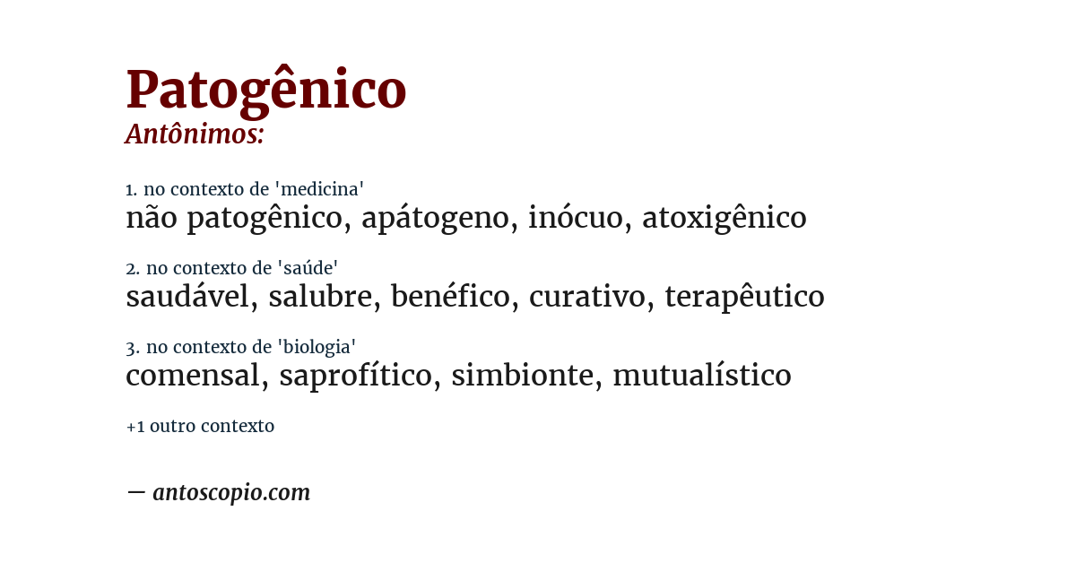 Antônimo de patogênico