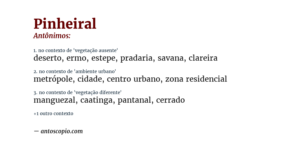Antônimo de pinheiral