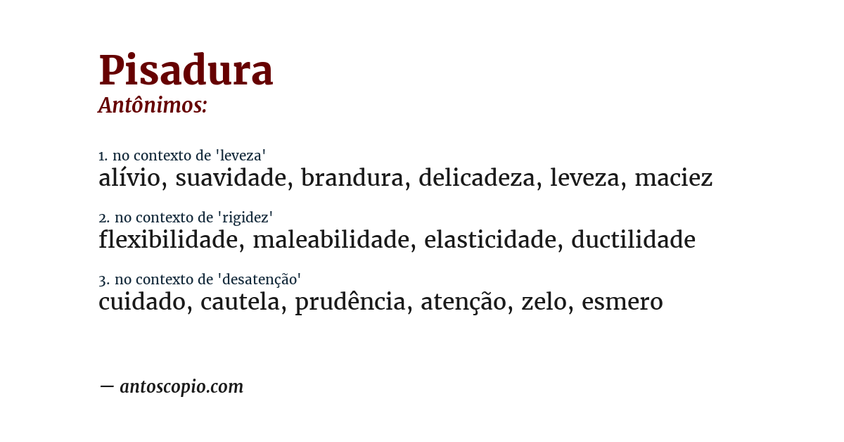 Antônimo de pisadura