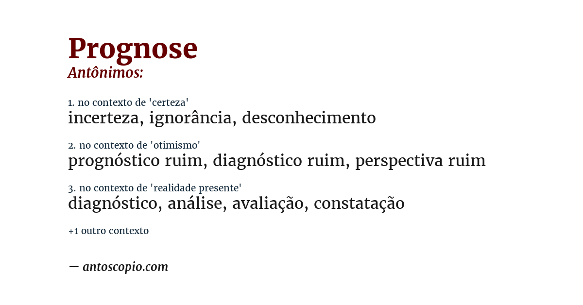 Antônimo de prognose