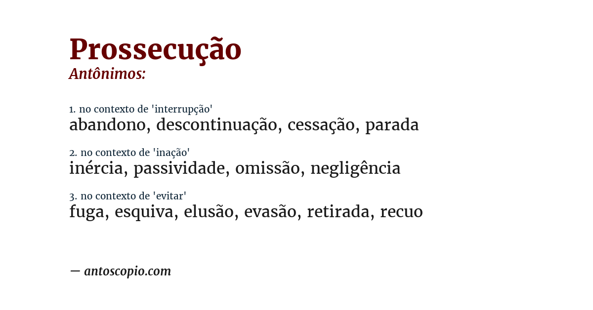 Antônimo de prossecução