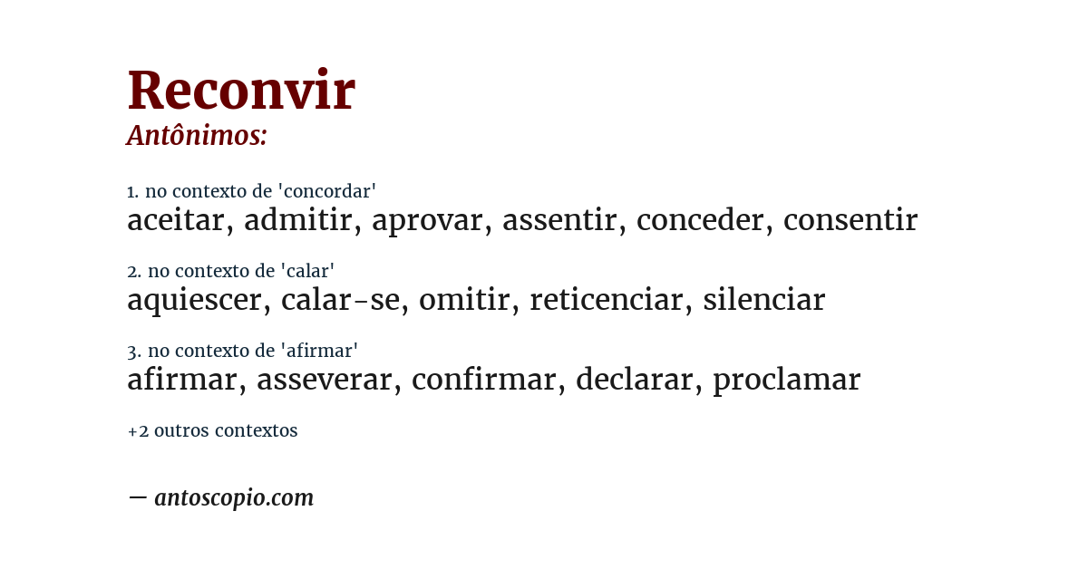 Antônimo de reconvir