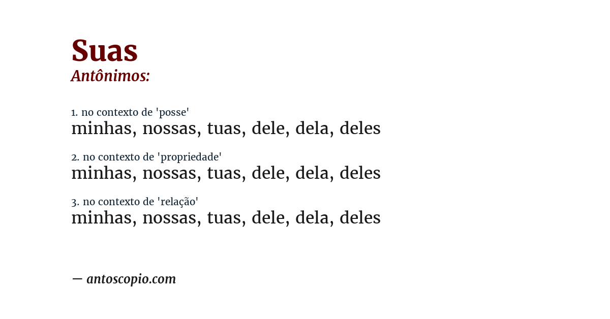 Antônimo de suas