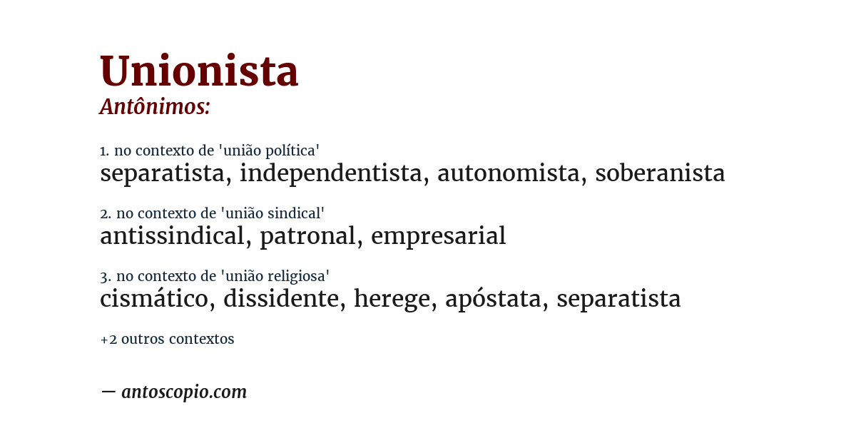 Antônimo de unionista