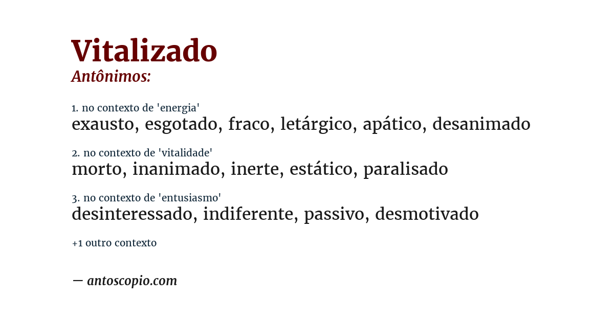 Antônimo de vitalizado