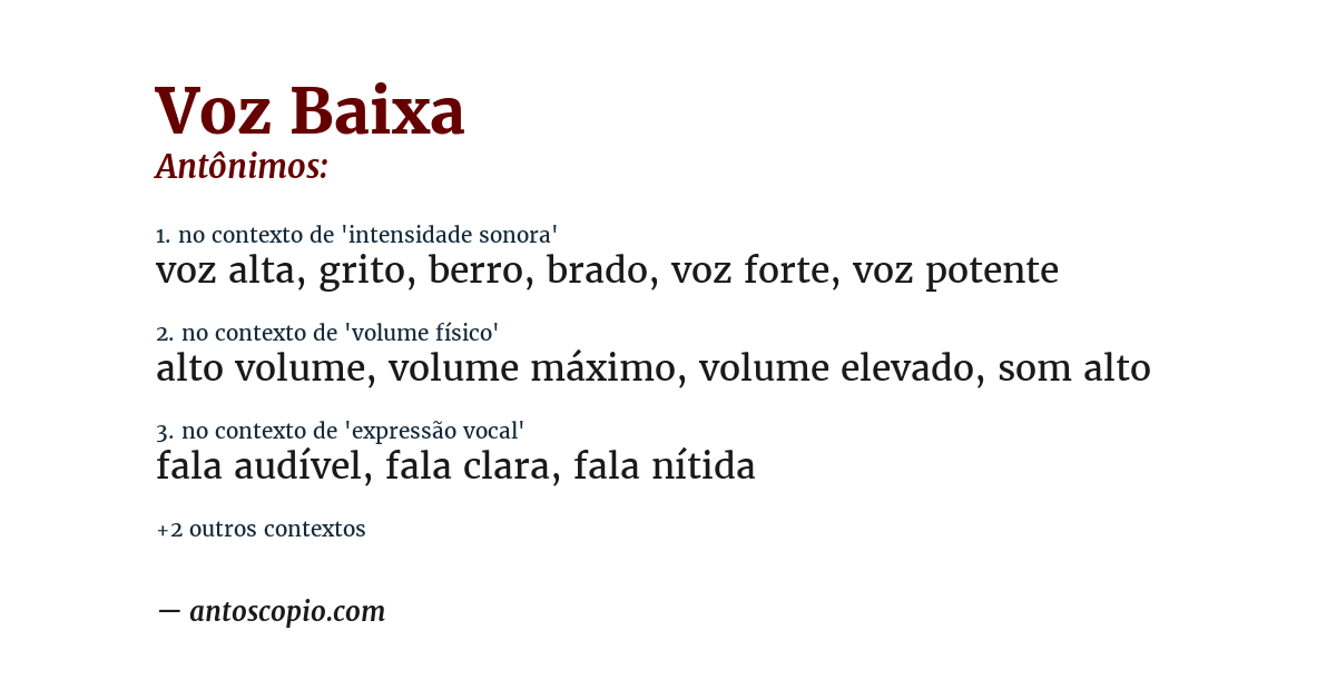 Antônimo de voz baixa