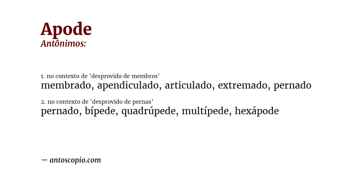 Antônimo de apode