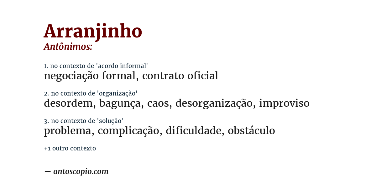 Antônimo de arranjinho