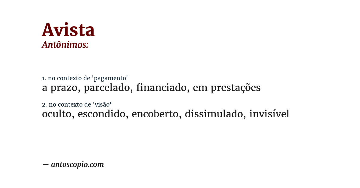 Antônimo de avista
