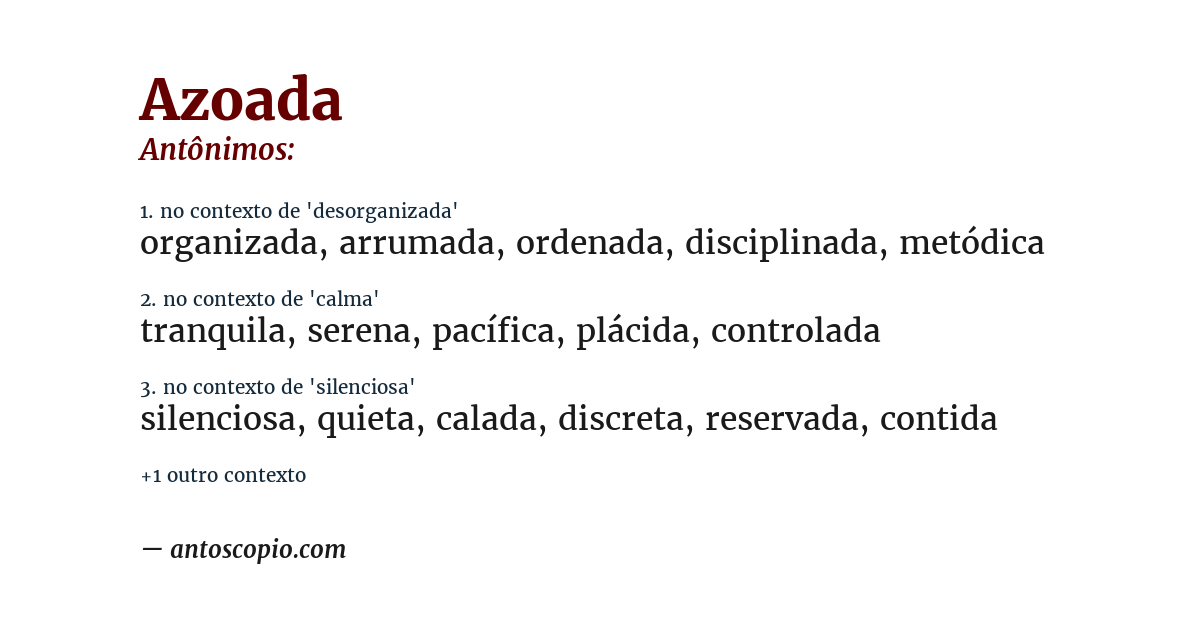 Antônimo de azoada
