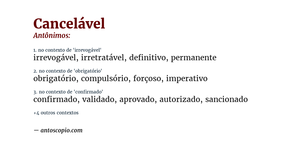 Antônimo de cancelável