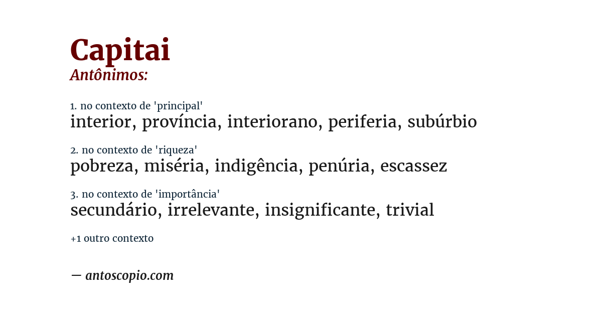 Antônimo de capitai