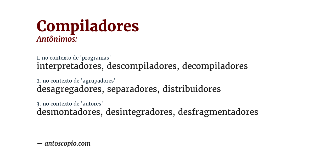 Antônimo de compiladores