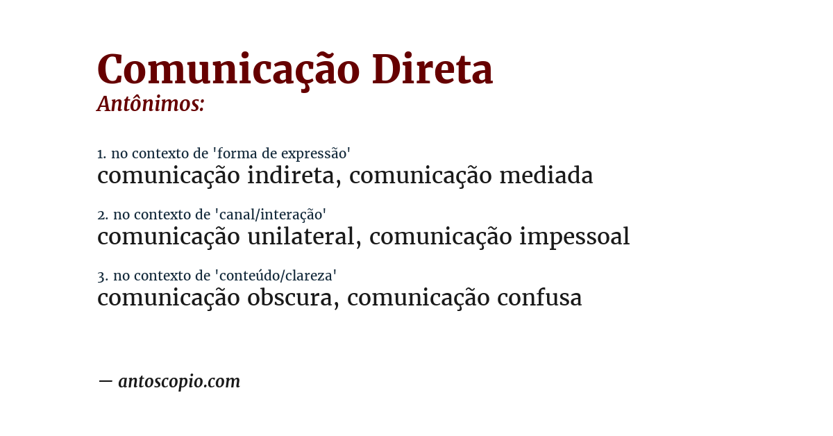 Antônimo de comunicação direta