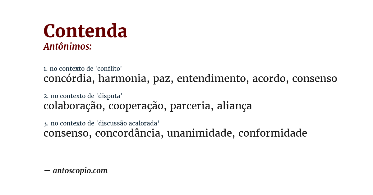 Antônimo de contenda