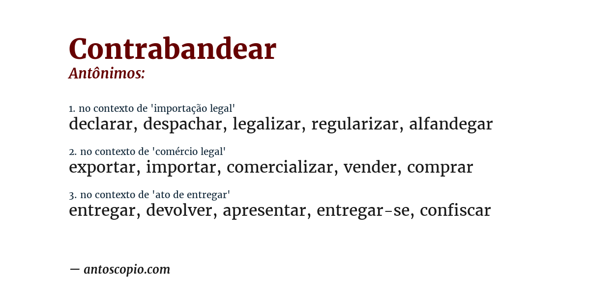 Antônimo de contrabandear