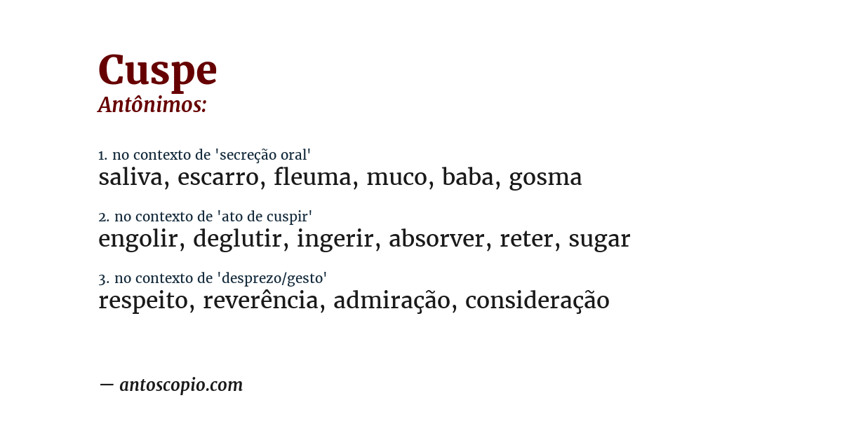 Antônimo de cuspe