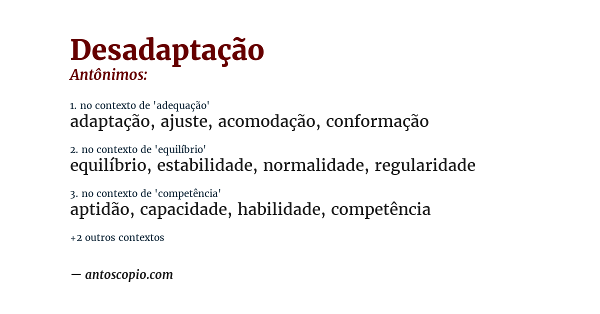 Antônimo de desadaptação