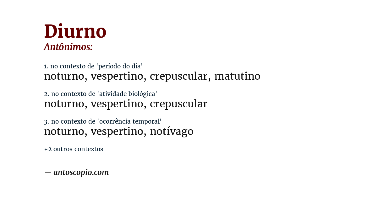 Antônimo de diurno