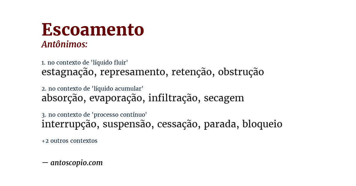 Antônimo de escoamento