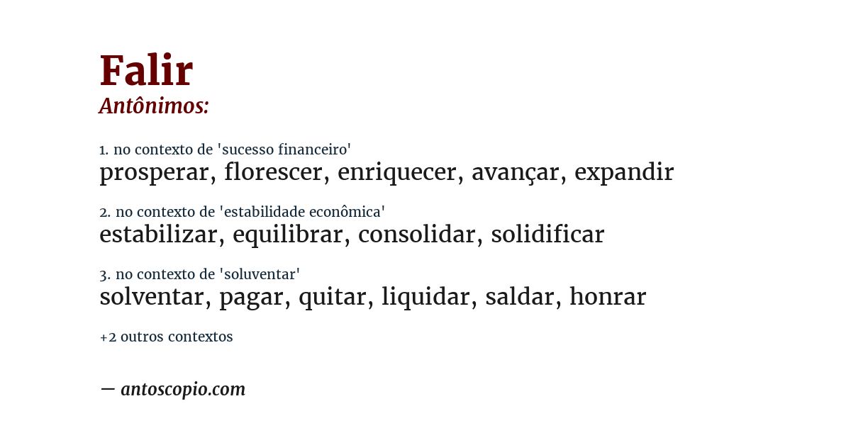 Antônimo de falir