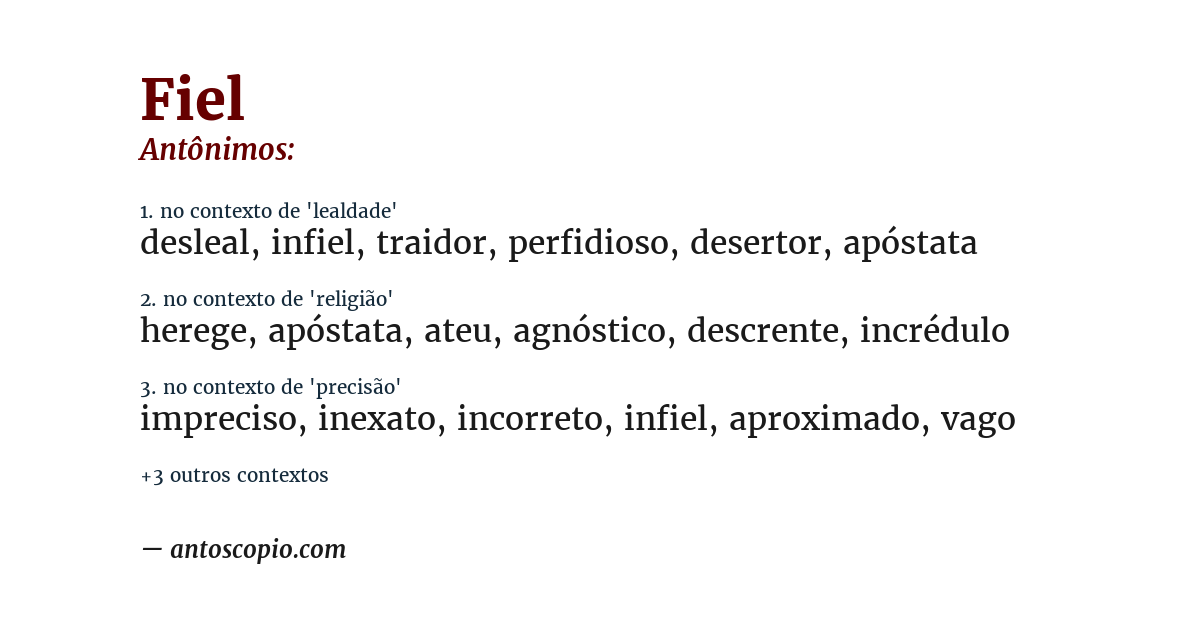 Antônimo de fiel
