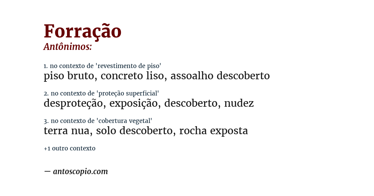 Antônimo de forração