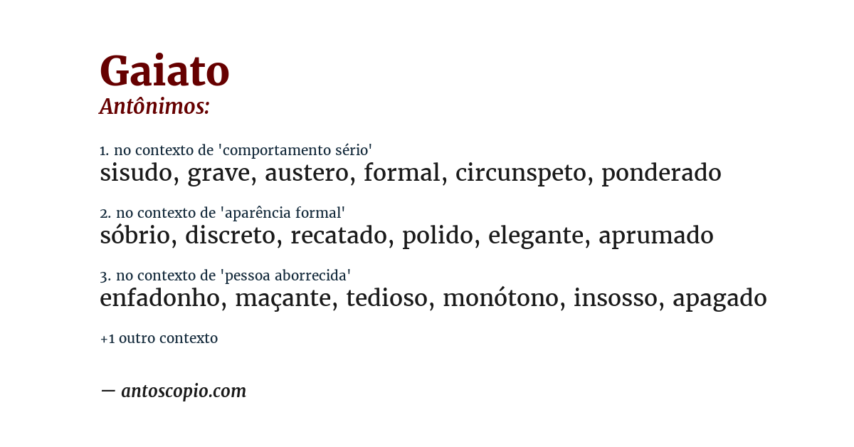 Antônimo de gaiato