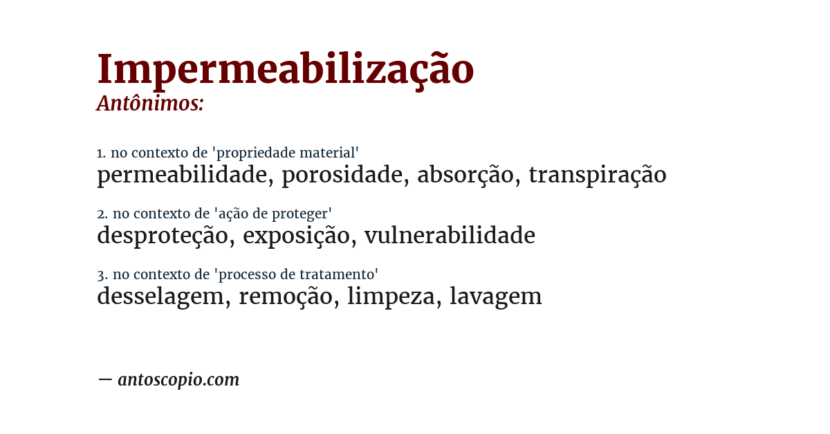 Antônimo de impermeabilização