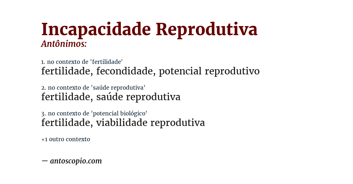 Antônimo de incapacidade reprodutiva