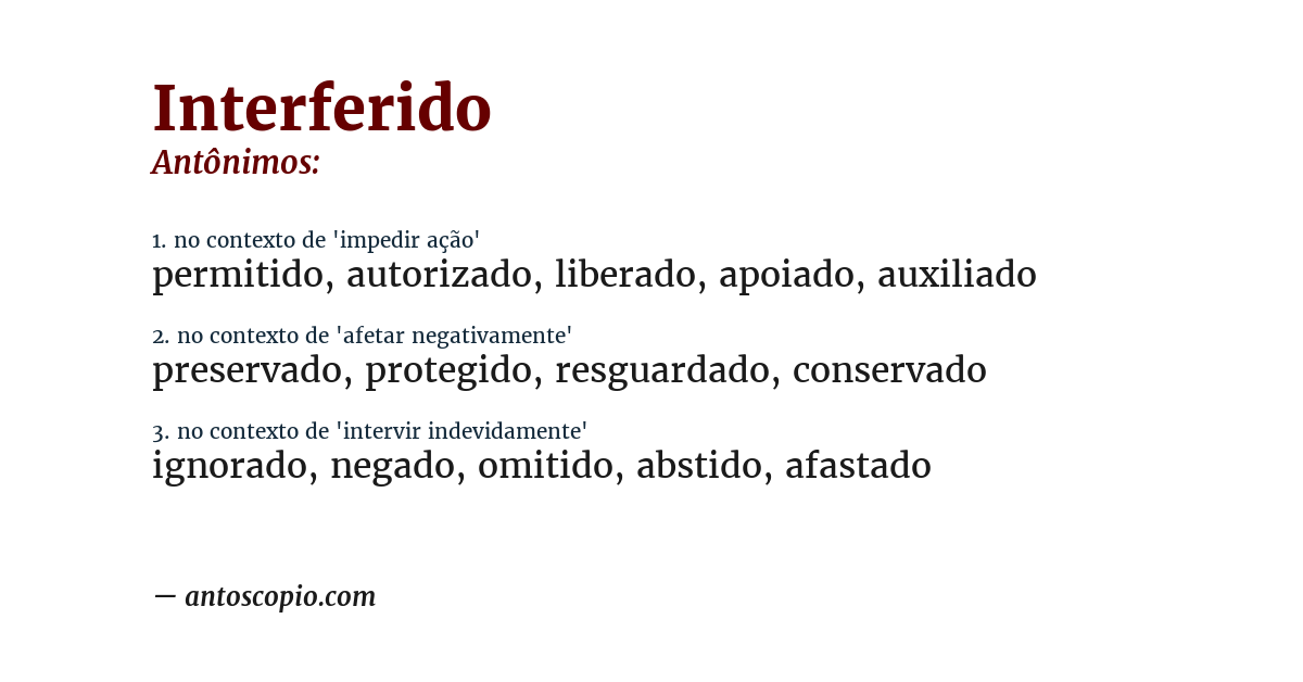 Antônimo de interferido