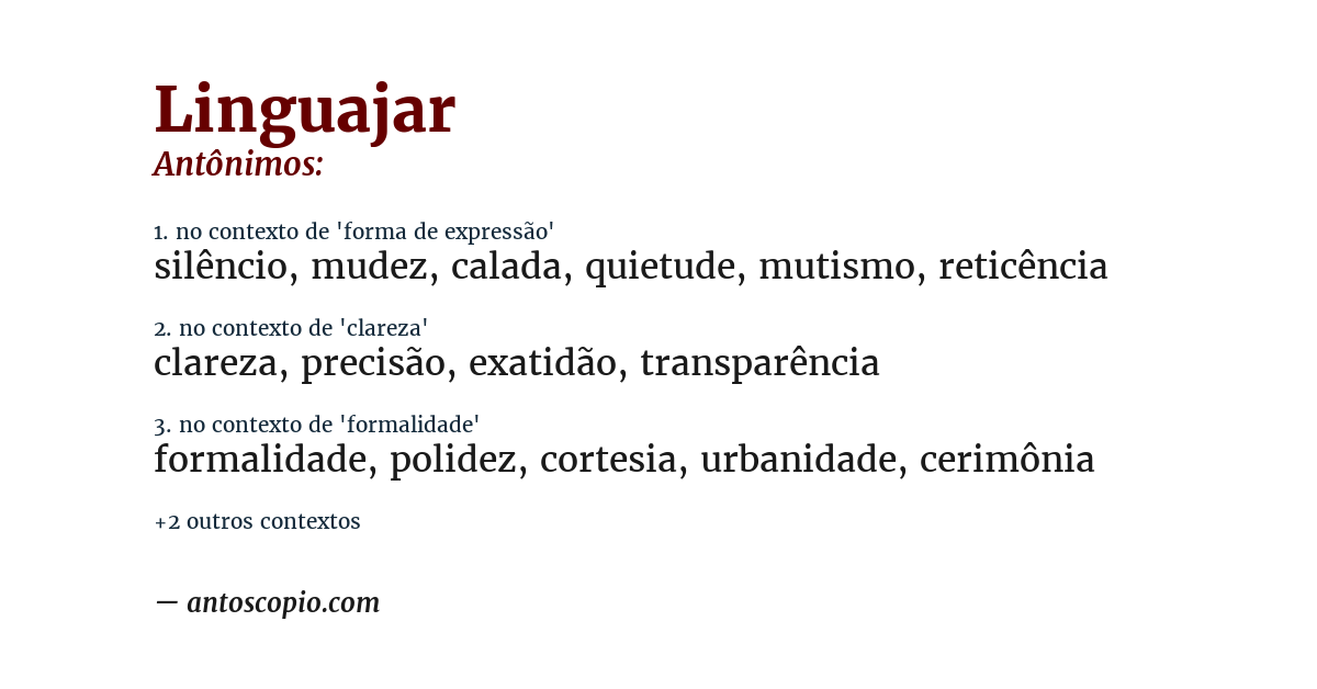 Antônimo de linguajar