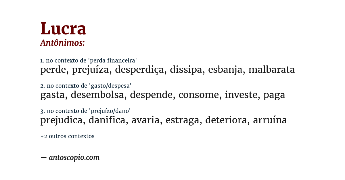 Antônimo de lucra