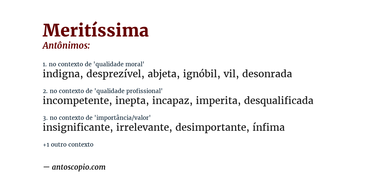 Antônimo de meritíssima