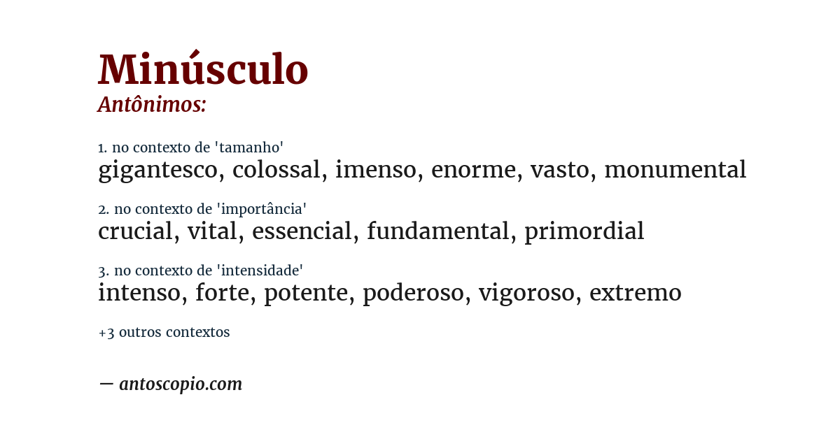 Antônimo de minúsculo