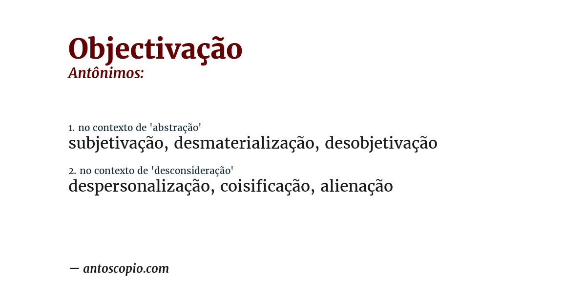 Antônimo de objectivação