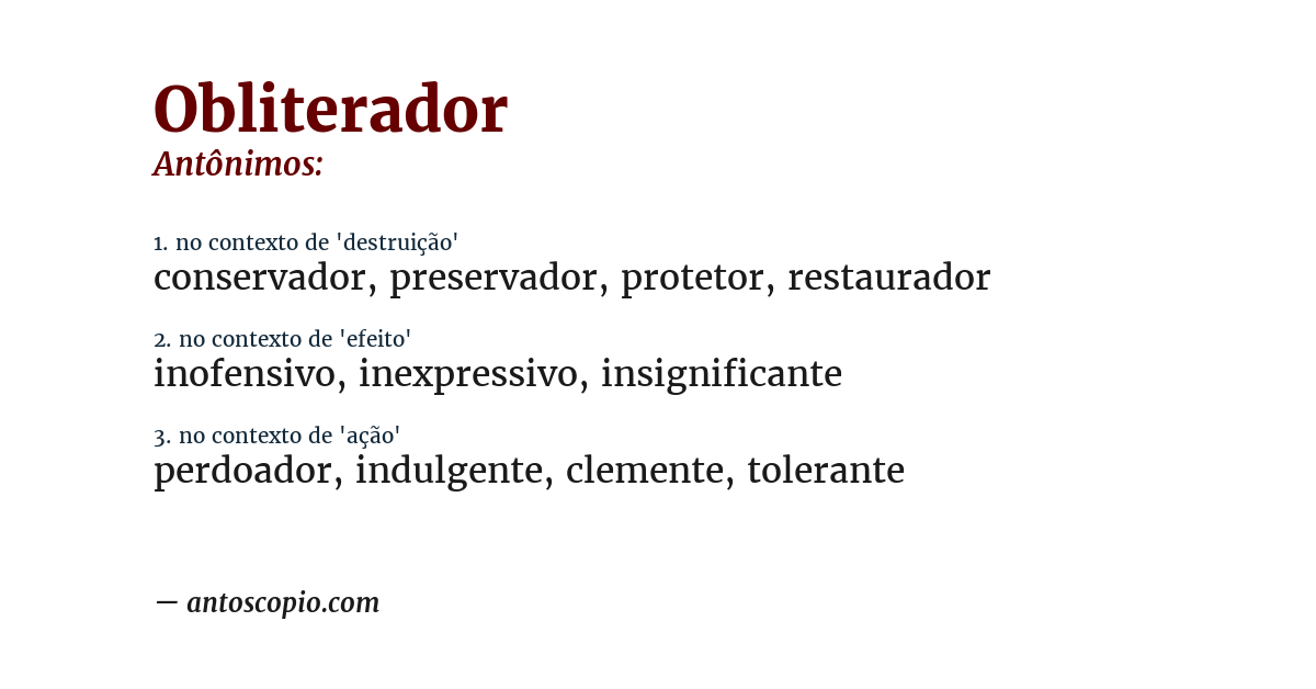 Antônimo de obliterador