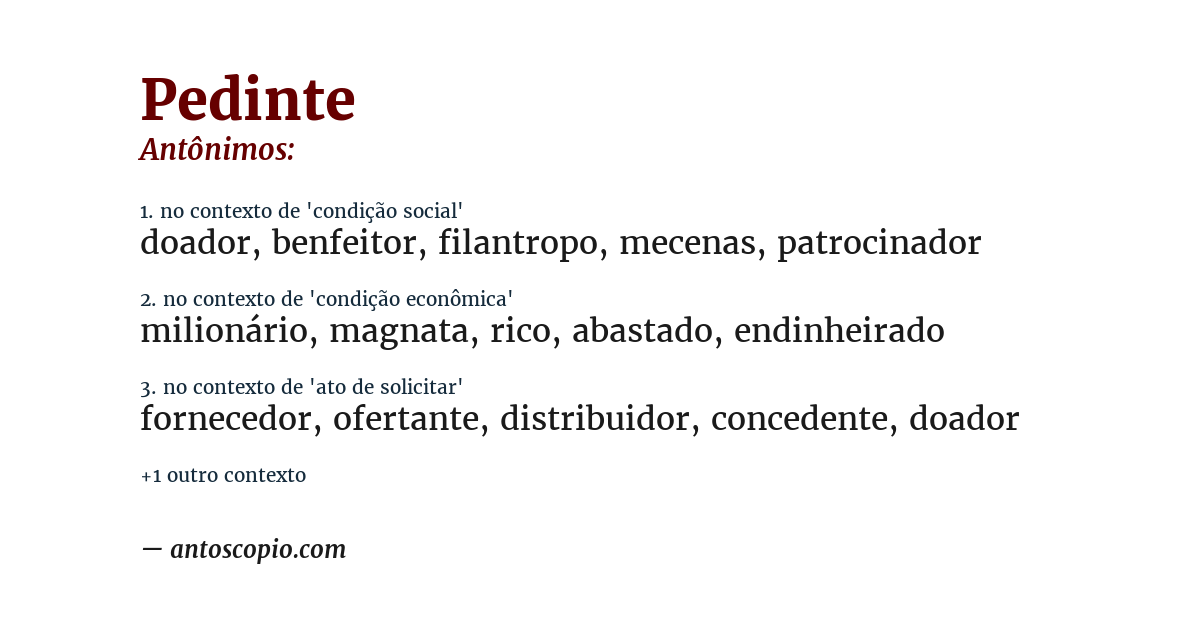 Antônimo de pedinte