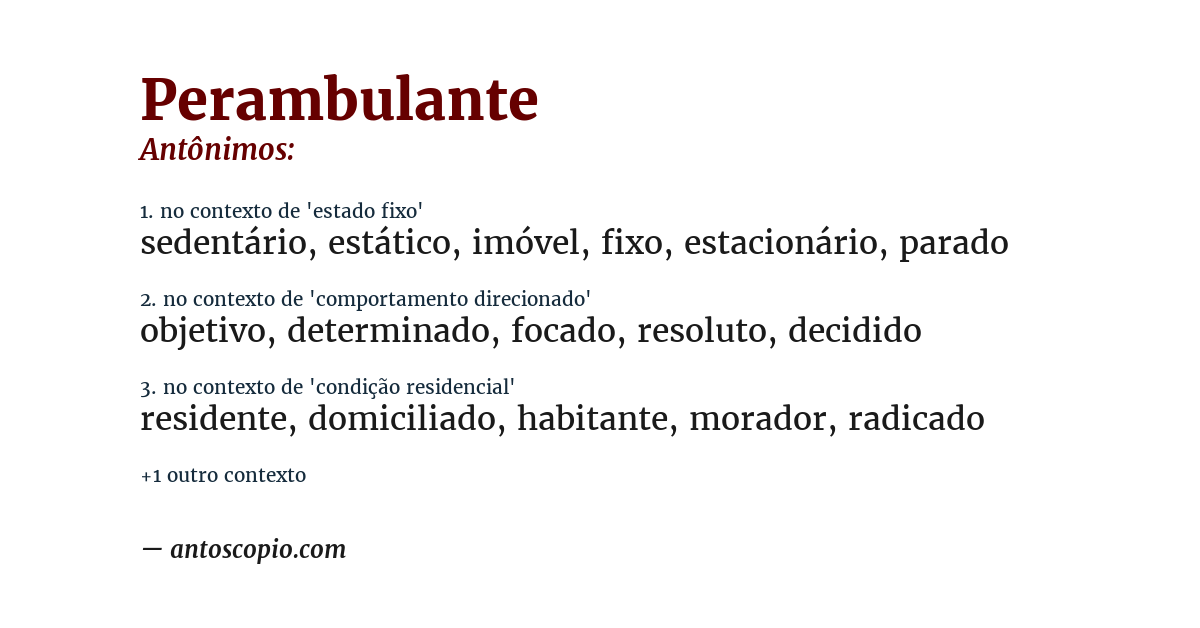 Antônimo de perambulante