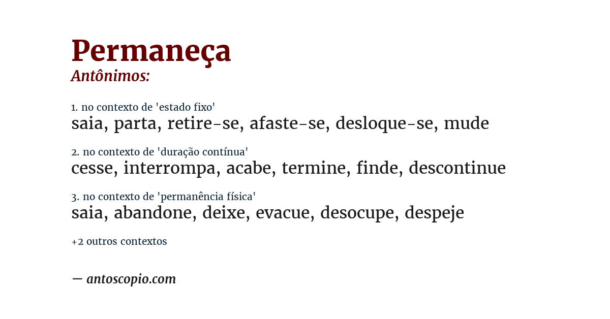 Antônimo de permaneça